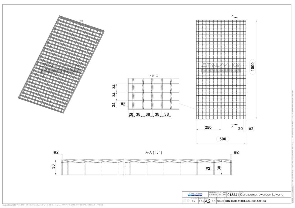 Krata pomostowa, WEMA, ocynkowana, 500x1000 mm (50x100 cm) i INNE