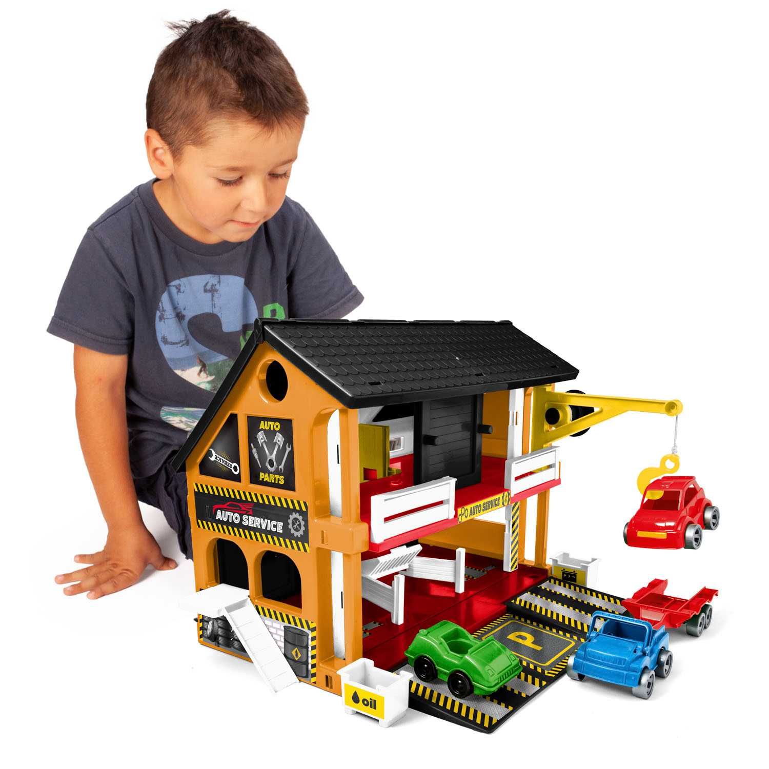 Play House auto serwis dwupiętrowy z autkami 25470 WADER