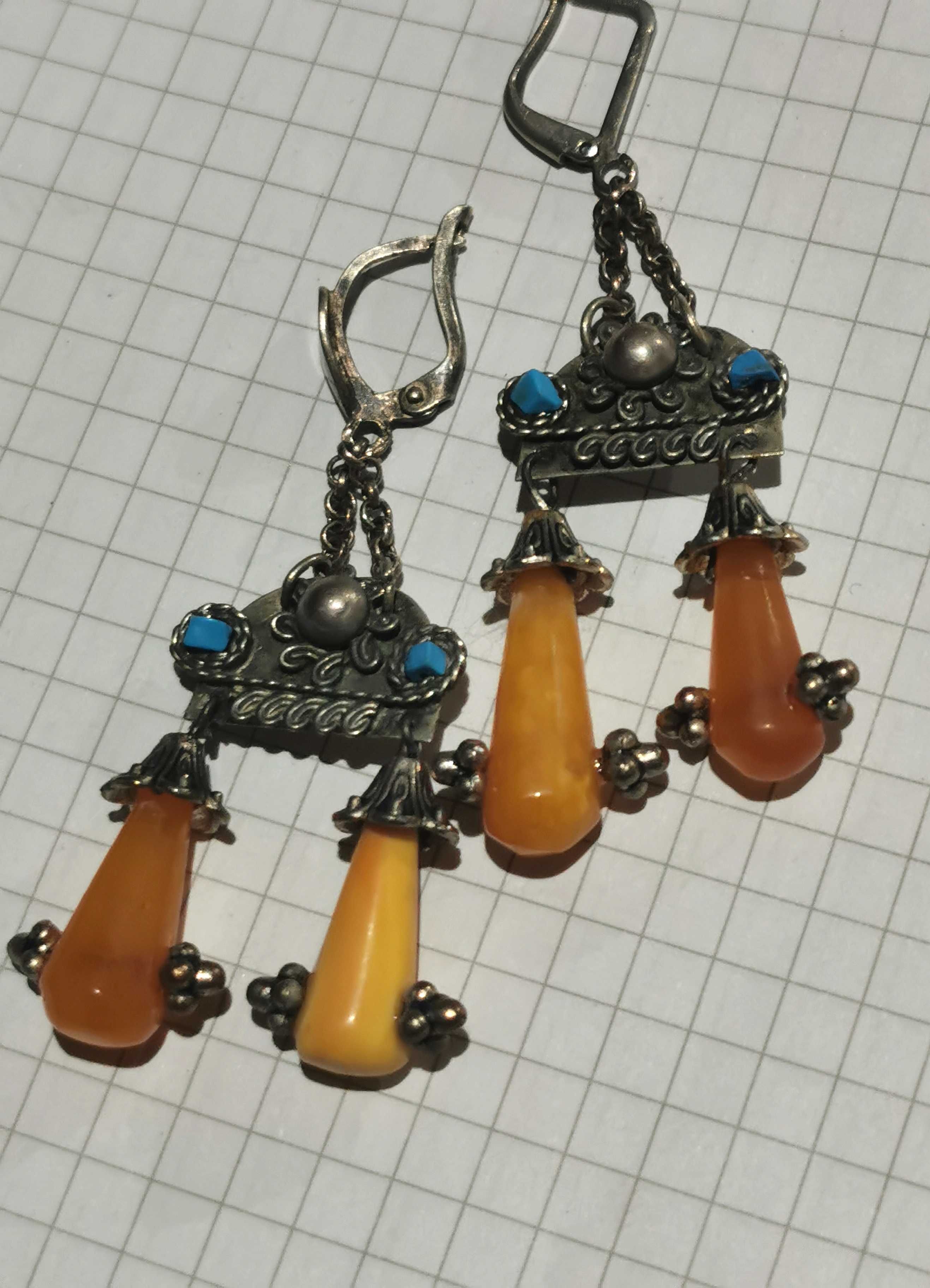 Серьги Пейзажный янтарь