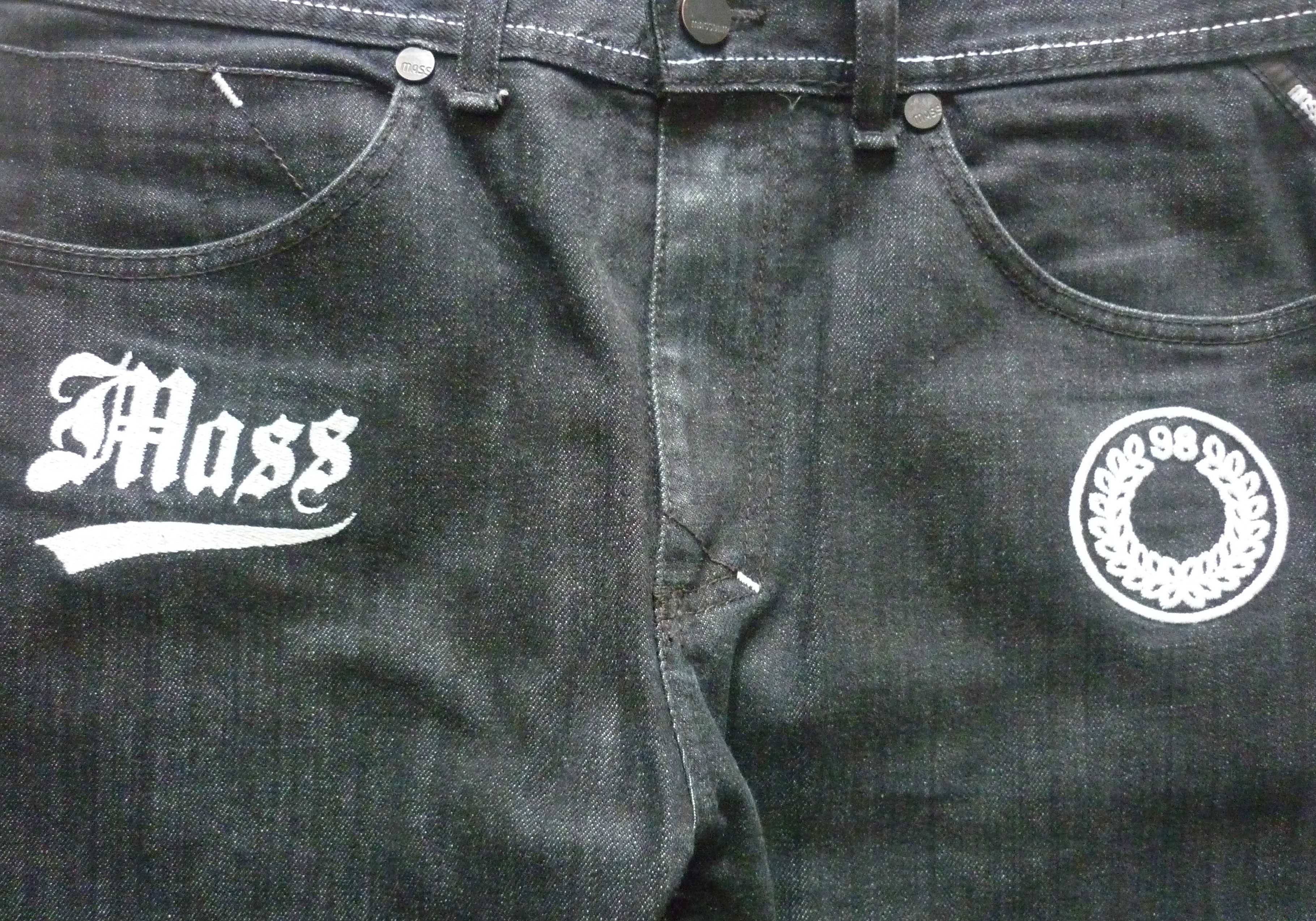 Męskie spodnie jeansowe MASS Denim rozmiar L jeans W32 czarne unikat!