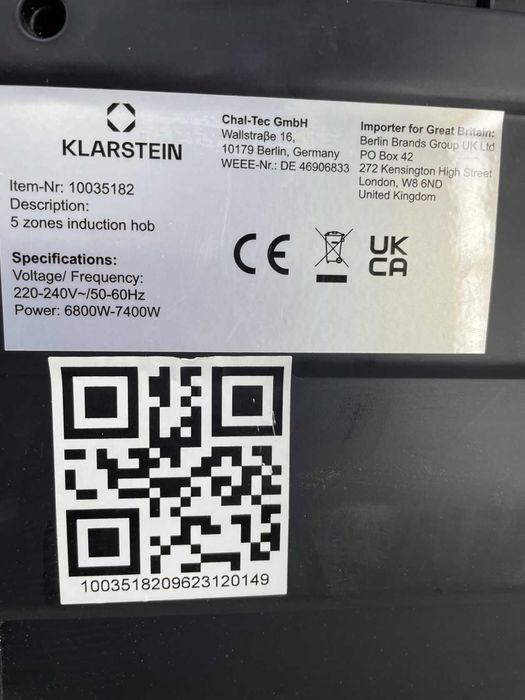 Klarstein Delicatessa 90 Flex, 5 конфорок 7400 Вт черная