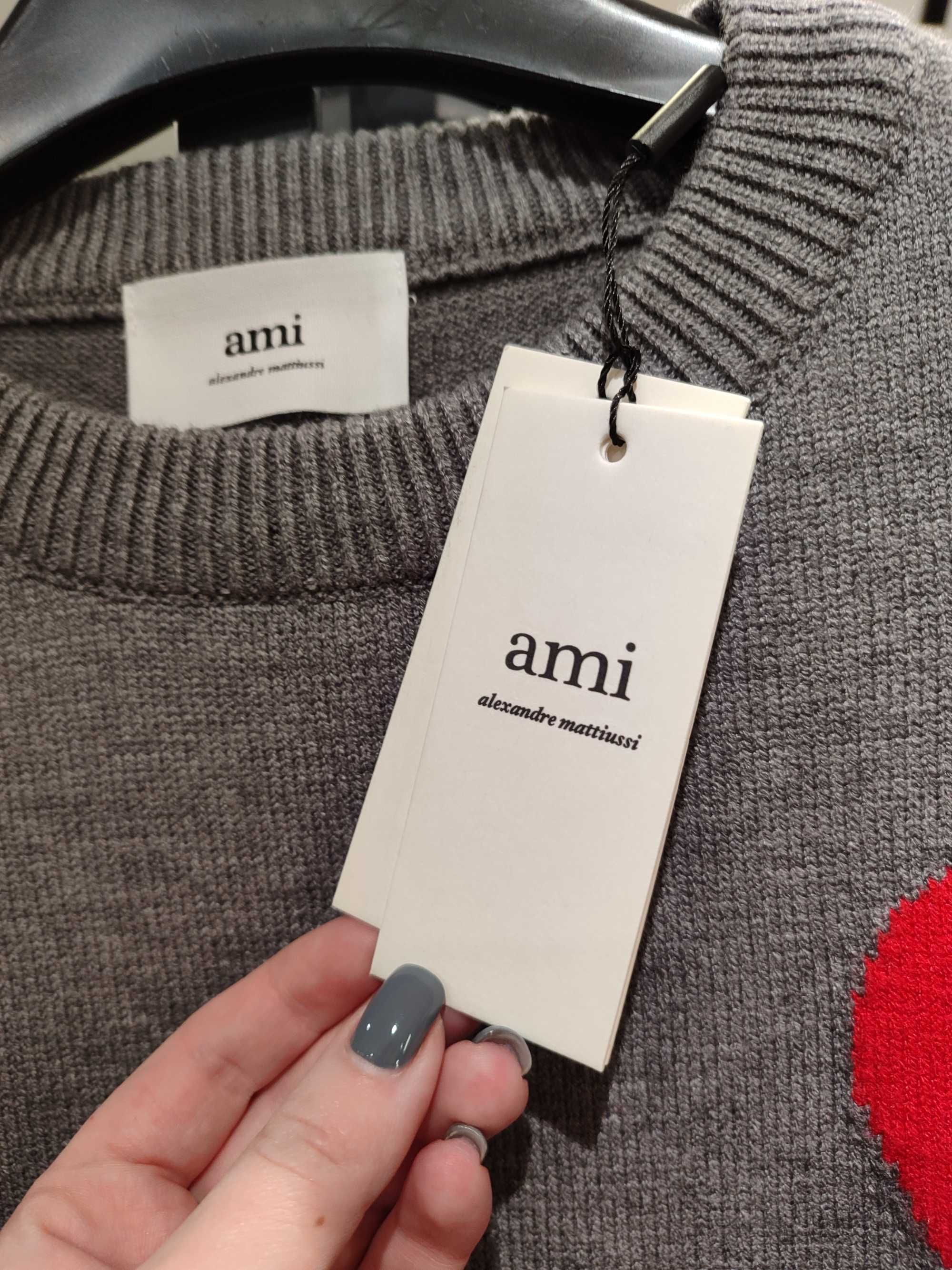 Светр AMI Paris Ami De Coeur Oversize Sweater Grey