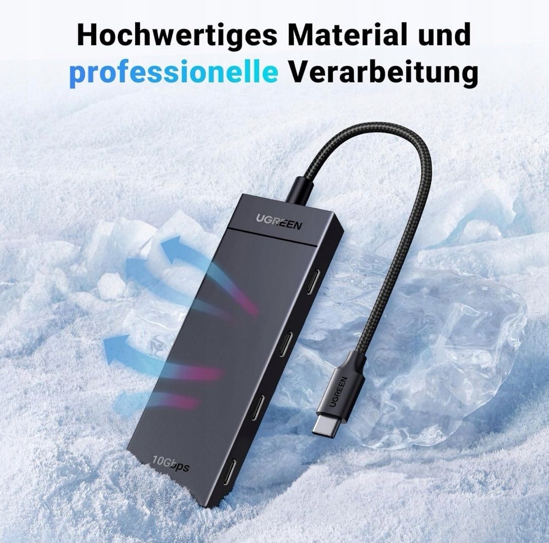 HUB USB-C 10GB/s z 4 portami USB C 3.2 Rozdzielacz USB-C Multiport UGR