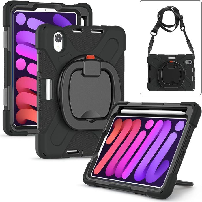 Etui do iPad Mini 6 8.3" Obrotowa Podstawka i Miejsce na Rysik Czarne