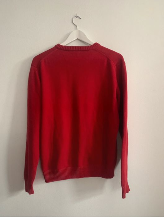 Czerwony bawełniany sweter crewneck M