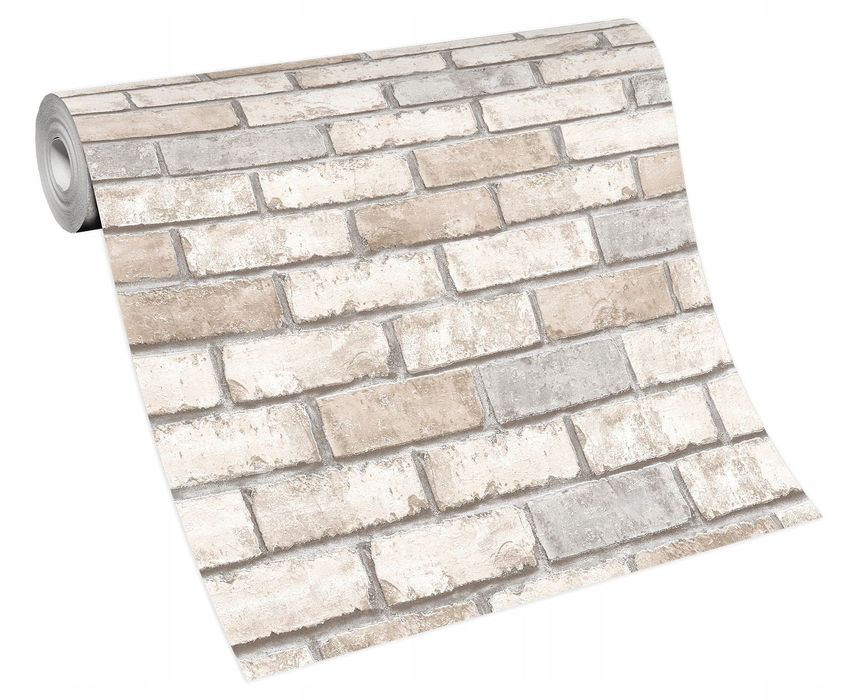 Tapeta ścienna zmywalna imitacja cegła kamień przecierana na flizelini