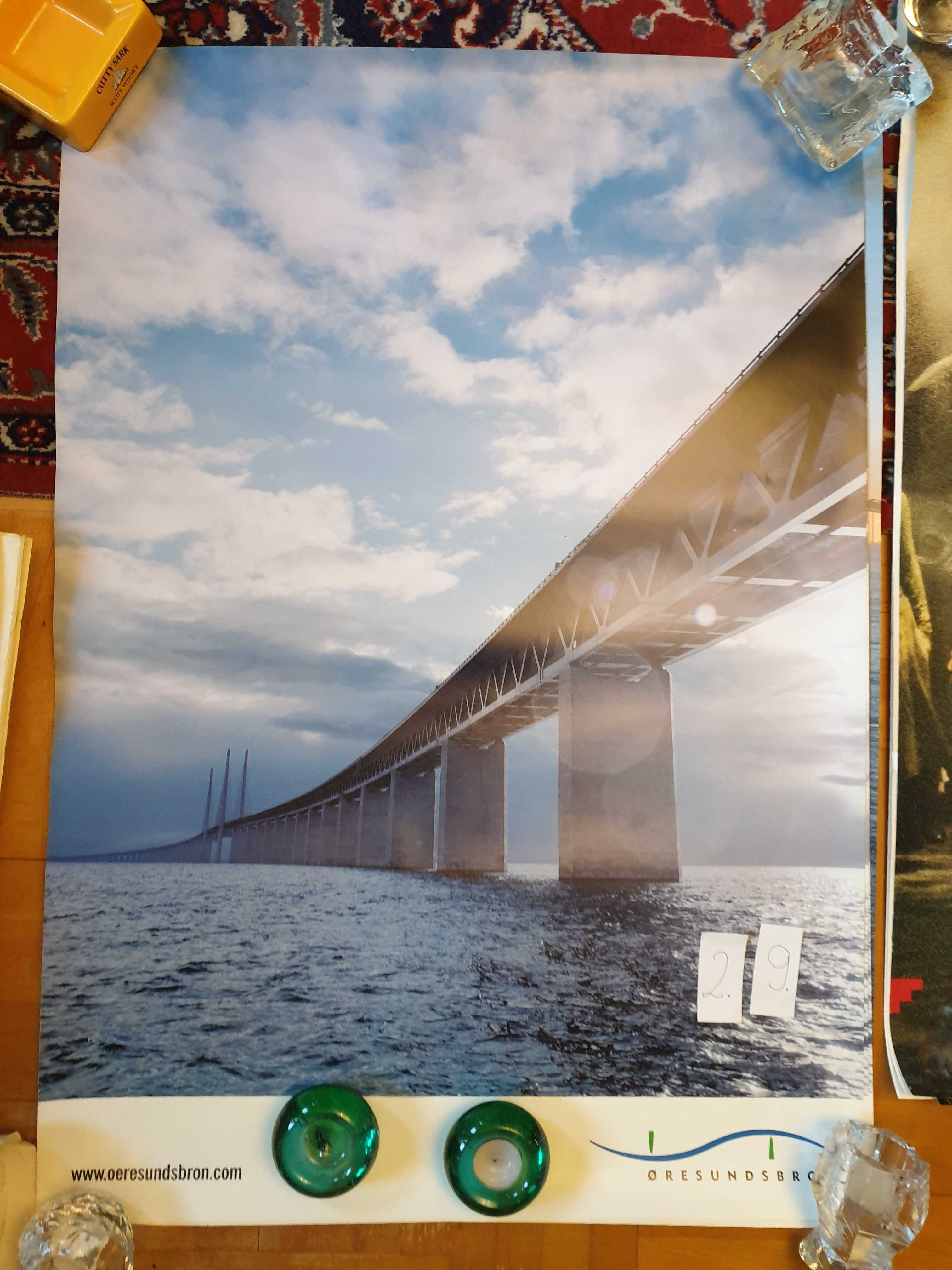 2x plakat most Oresundsbron, Skandynawia, Kopenhaga, Malmo, Szwecja