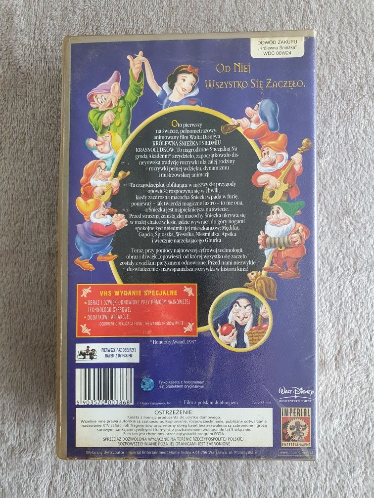 Kaseta VHS Bajka Królewna Śnieżka Wydanie Specjalne Walt Disney