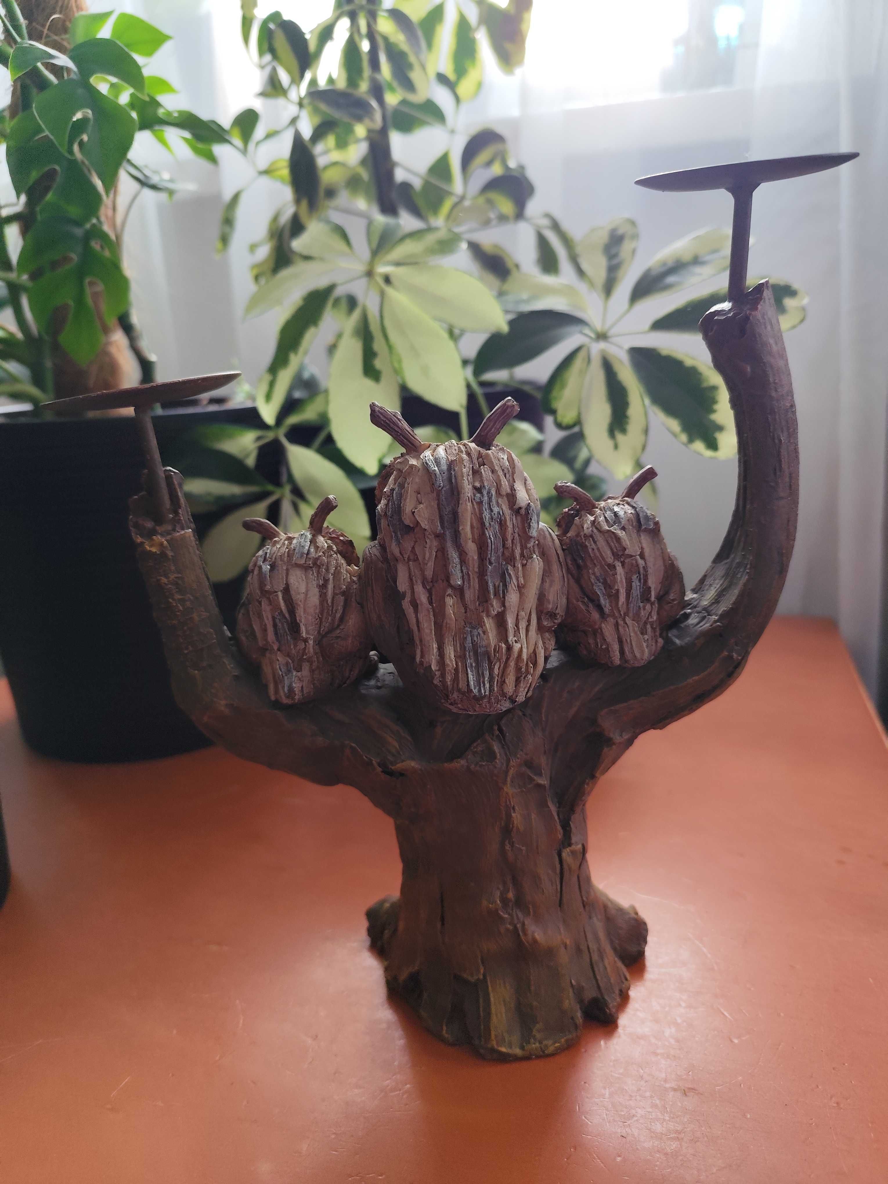 świecznik sowa na pniu, sowy, na 2 świeczki tea light