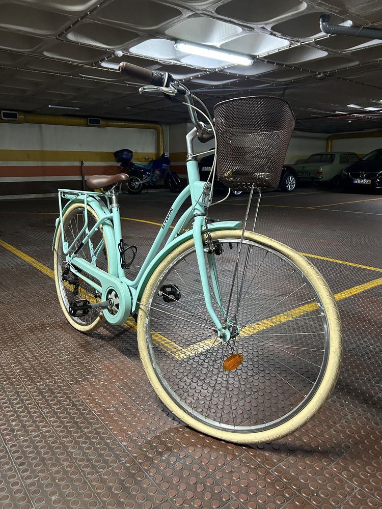 Bicicleta de Cidade Elops 520 MINT M, com quadro baixo em azul