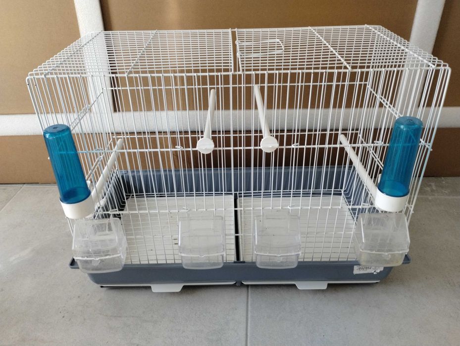 Viveiro Duplo c/ divisória e tabuleiro de plástico