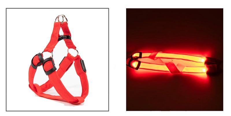 Świecące szelki dla PSA kota Szelki LED Czerwony S