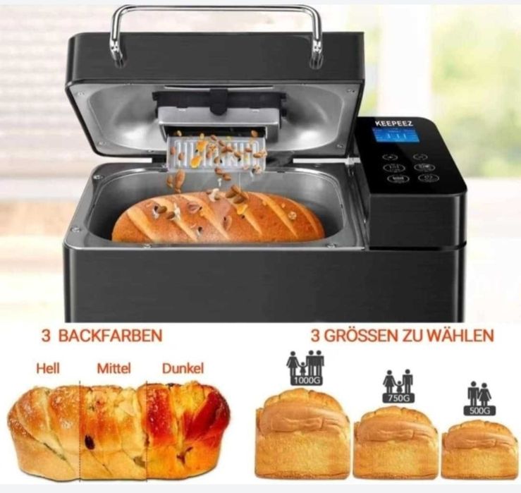 Maszyna automat do chleba KEEPEEZ 17w1 Stal nierdzewna Czarny design l