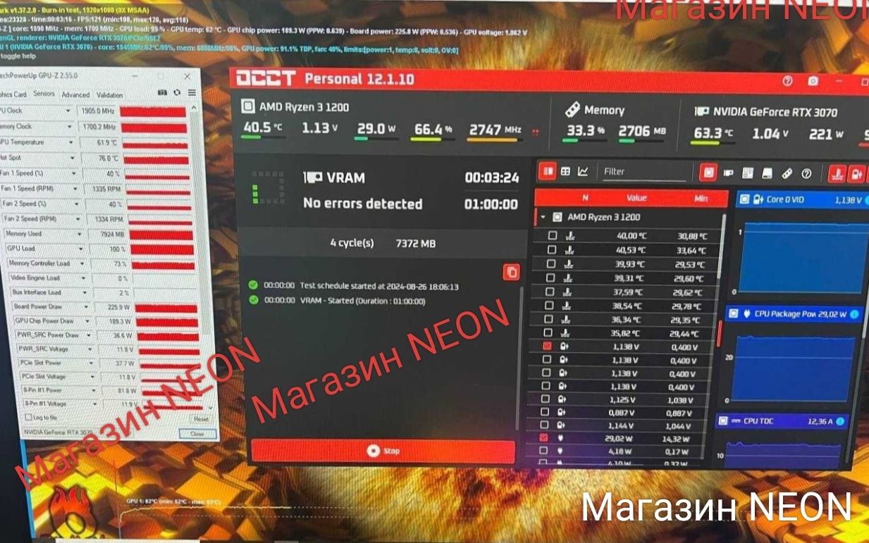 Топова Msi RTX 3070-8Gb Gaming OC X3 Любые тесты Магазин NEON