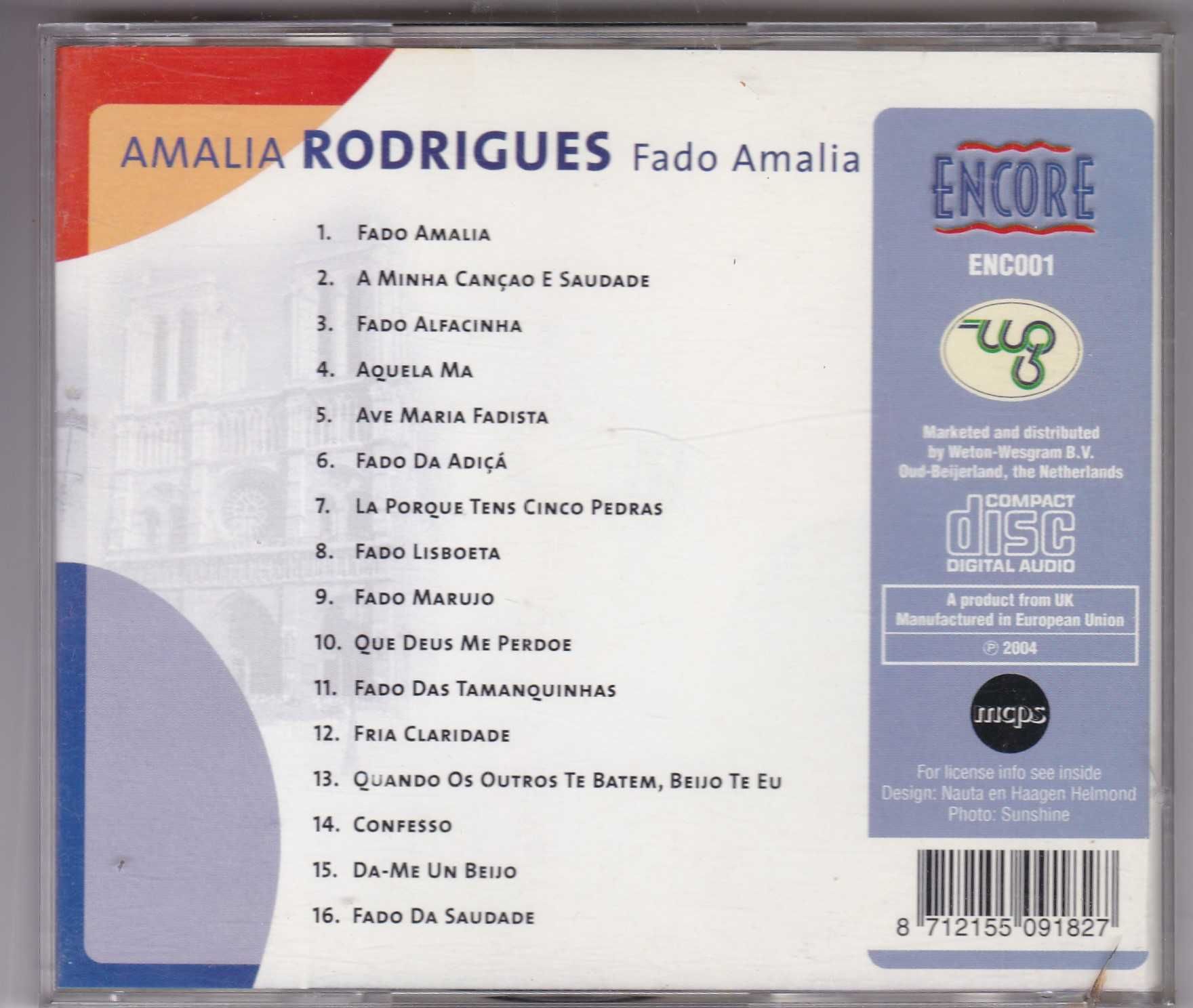 Amelia Rodrigues - Fado Amelia  . CD .