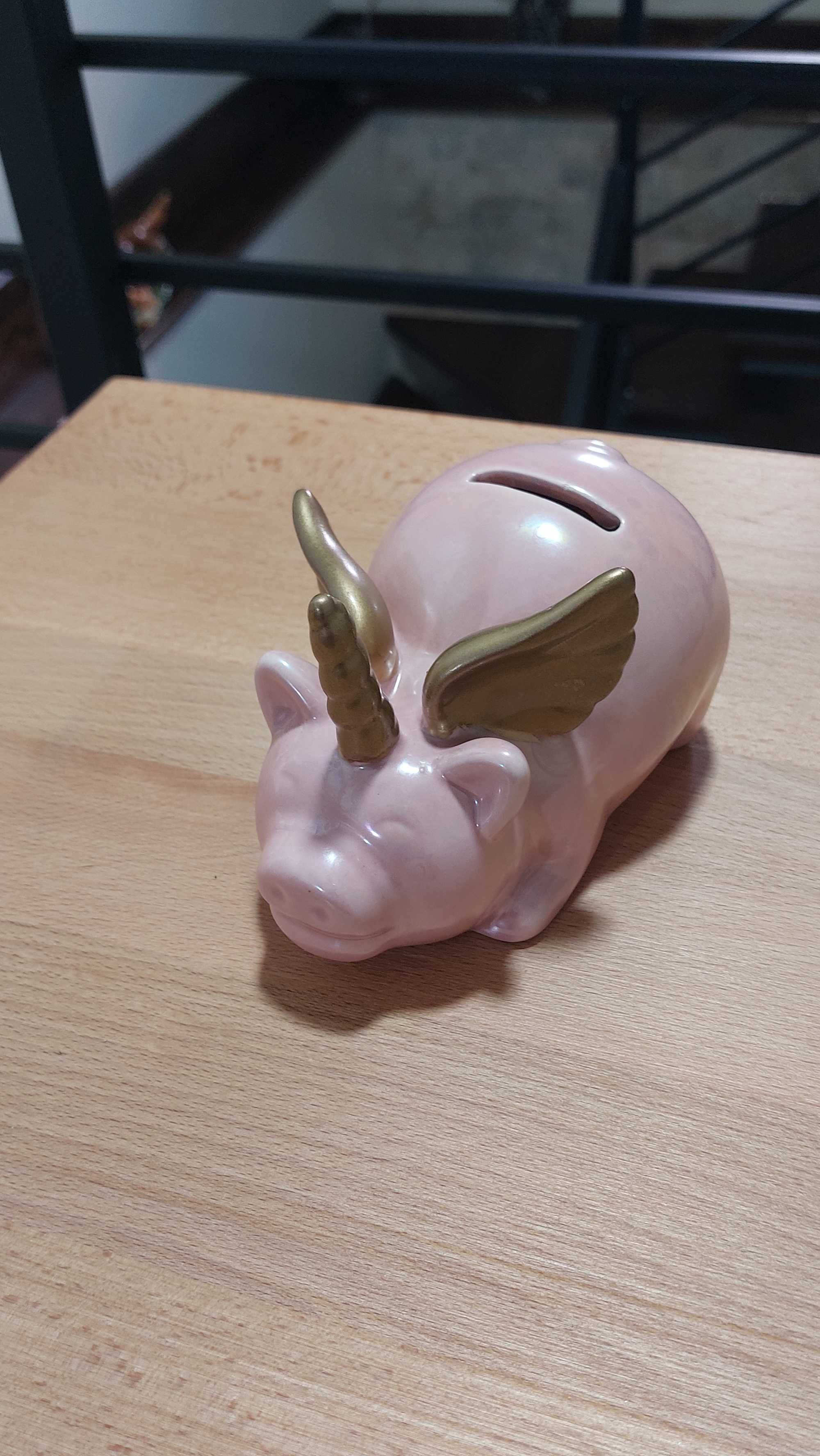 Свинка - копилка Розовый Единорог. Керамика.