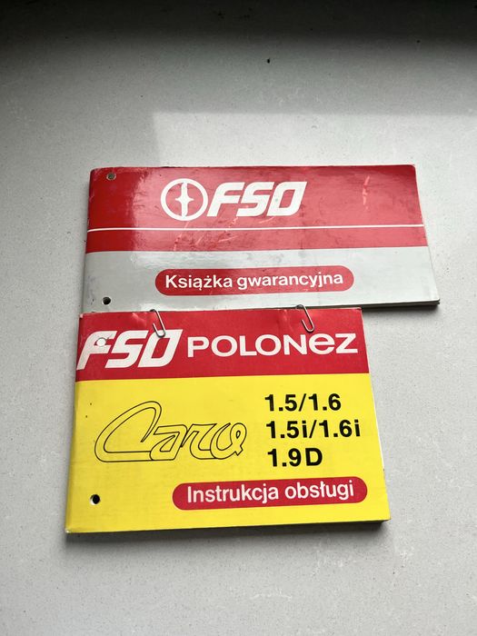 Instrukcja obsługi FSO Polonez Książka gwarancyjna