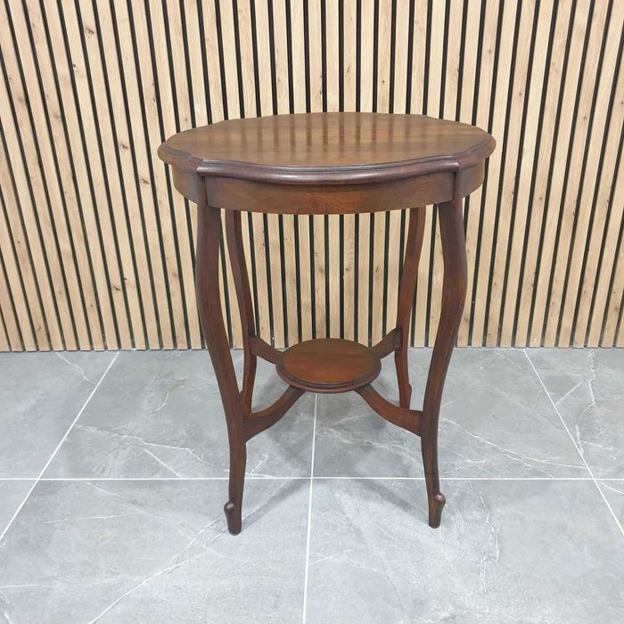 Stylowy drewniany stolik pomocniczy / kawowy okrągły – klasyczny