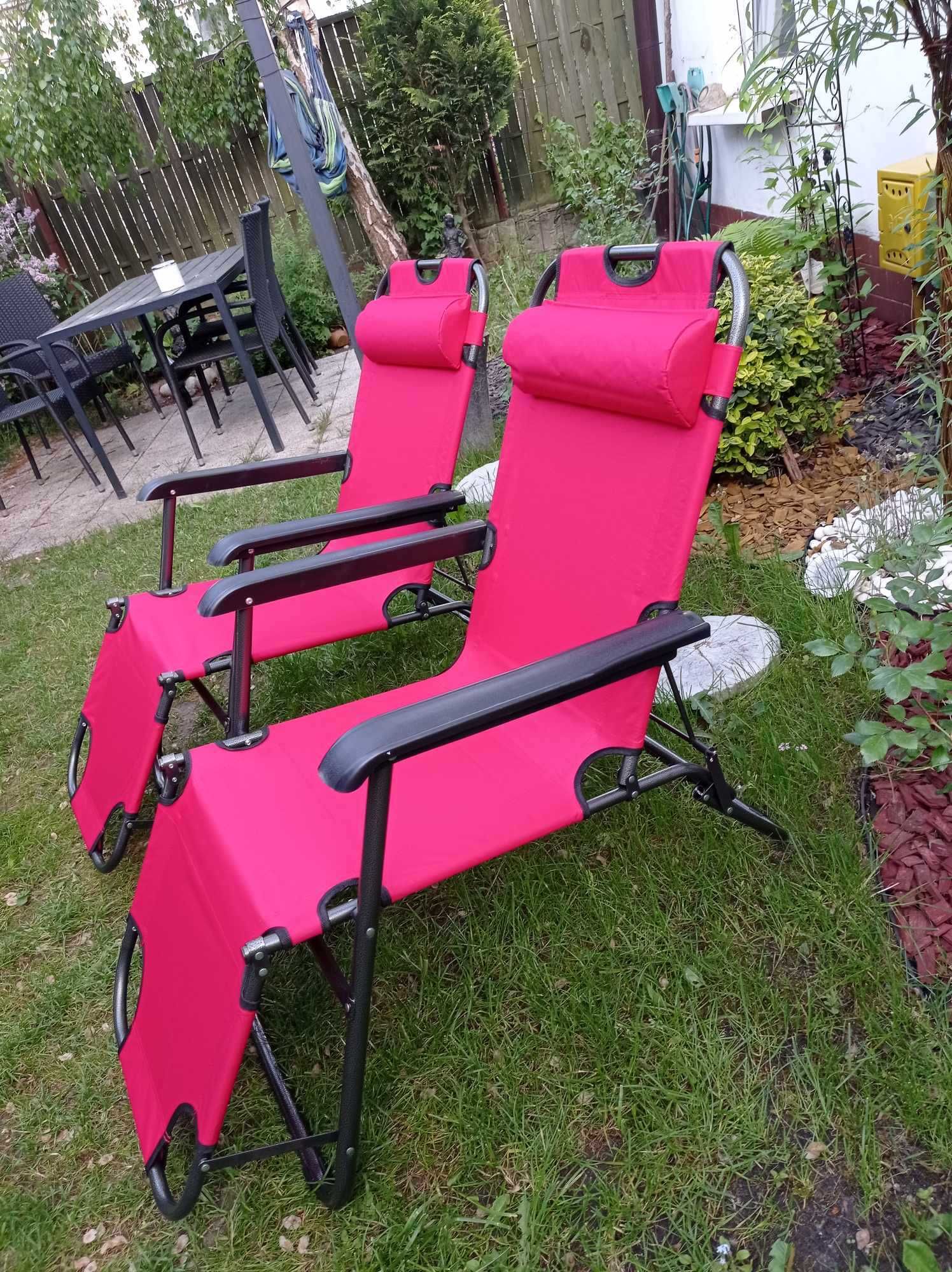 Nowe czerwone leżaki 3 pozycyjne rozkładane fotele do 120 kg