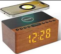 Radio budzik Bluetooth USB ładowanie indukcyjne godzina zegarek