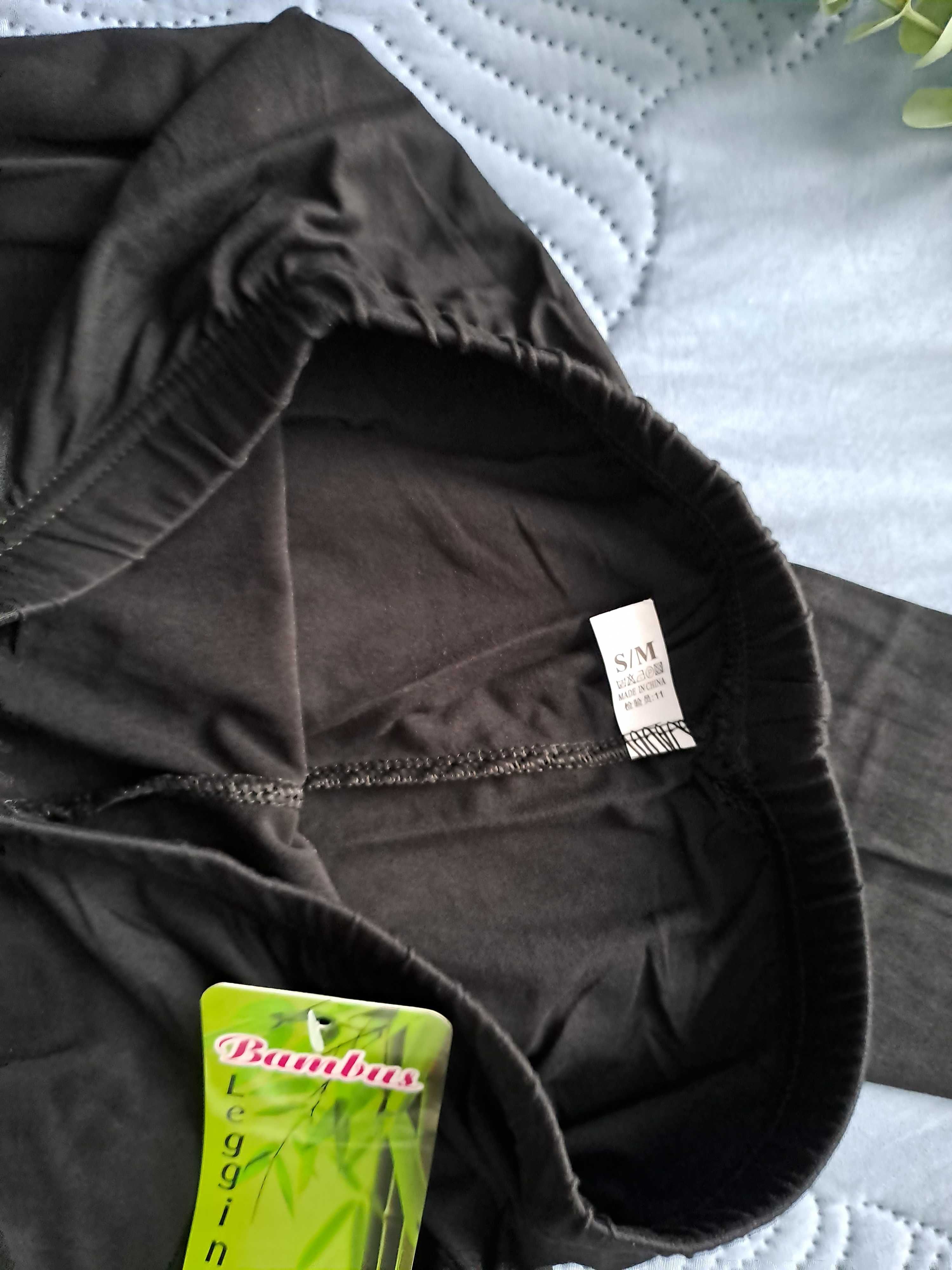 Nowe leginsy getry damskie wygodne 2/3 XL czarne miękkie bambusowe xxl