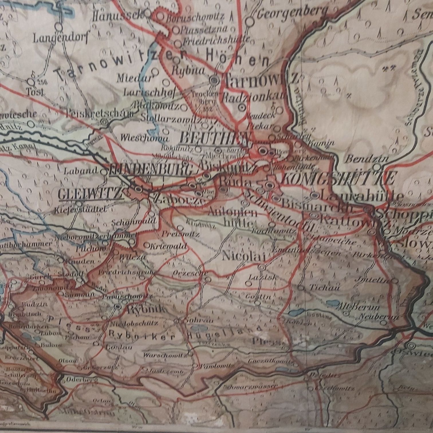 Mapa ścienna wisząca Zabytek stara niemiecka PROVINZ OBERSCHLESIEN