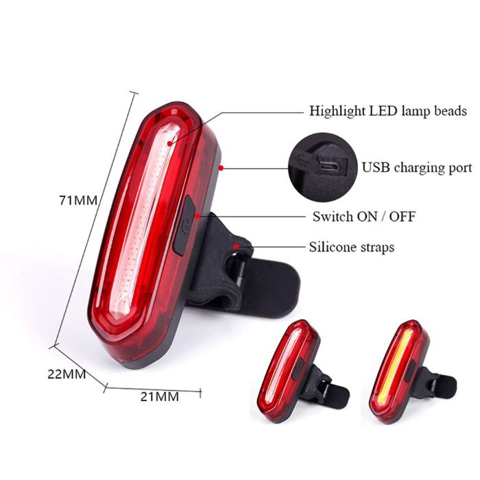 Lanterna de luz traseira da bicicleta com bateria recarregável