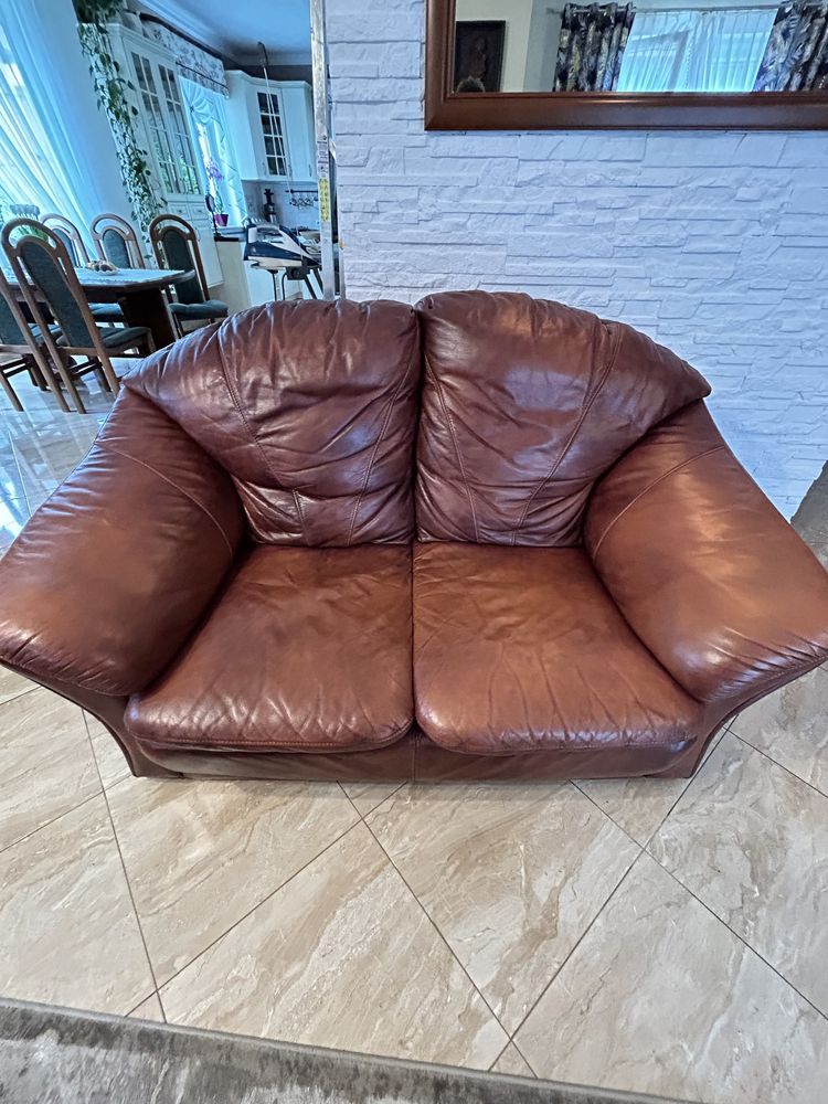 Komplet wypoczynkowy skórzany / kanapa fotel