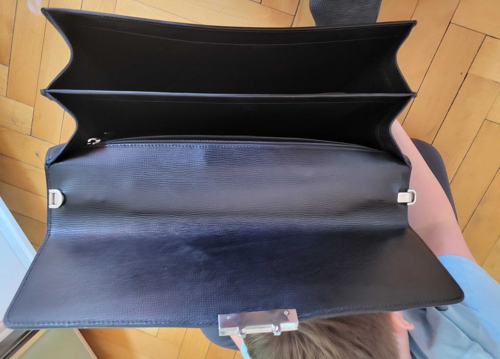 Nowa, luksusowa męska teczka Bally,  czarna, z prawdziwej skóry.