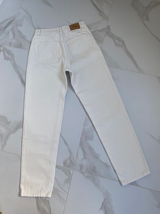 Джинси Pull&Bear 34 молочні світлий беж  mom джинсы короп топ рубчик