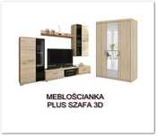 Meble meblościanka plus szafa trzydrzwiowa z lustrem zestaw mebli