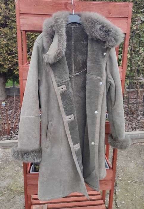 NOWY Damski kożuch ze skóry naturalnej z lisem z Podhala r 46/48 XXXXL