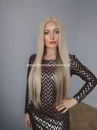 Peruka lace front słoneczny blond refleksy włosy jak naturalne