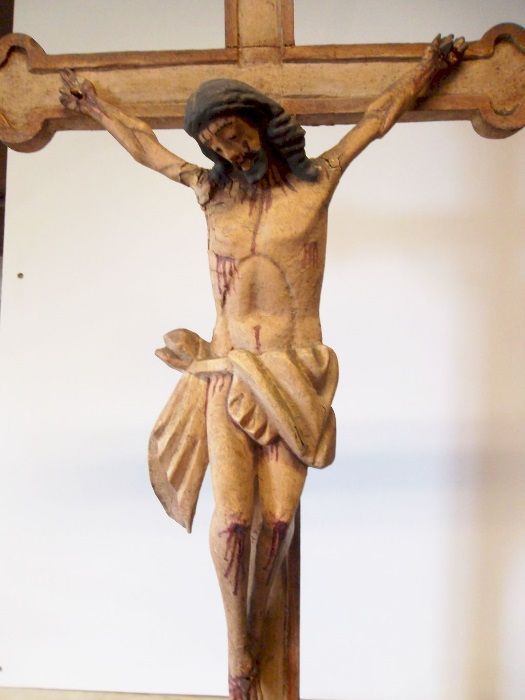 grande antigo crucifixo em madeira policromada Sec. XIX - 106 cm