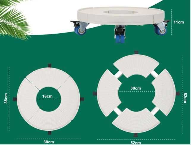 Okrągły wózek roślinny z kołami obrotowymi 360° r. 38-52 cm