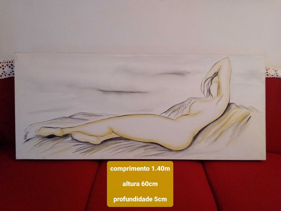 Quadro/tela grande Mulher de 1.40m por 60cm, decoração parede