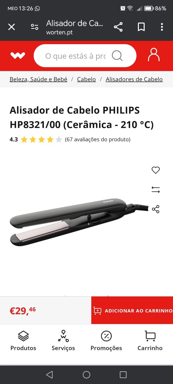 Alisador Philips HP8321/00 e Escova alisadora Rowenta CF5712F0