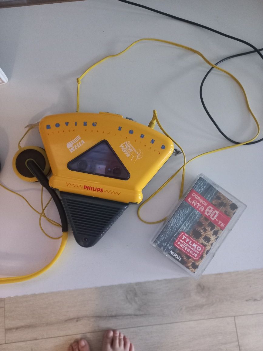 Walkman retro vintage lata 80' 90' Philips żółty unikatowy