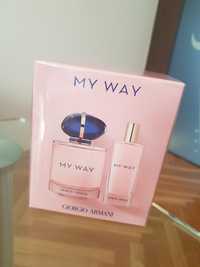 NOWE 100% ORYGINALNE ZESTAW perfumy My Way Giorgio Armani 90ml + 15ml