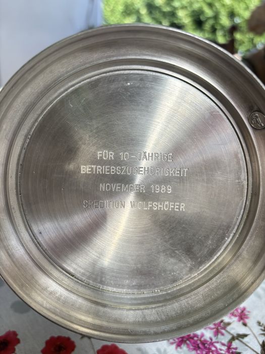 Zabytkowy kufel cynowy z wizerunkiem REMBRANDTa VAN RIJN super stan