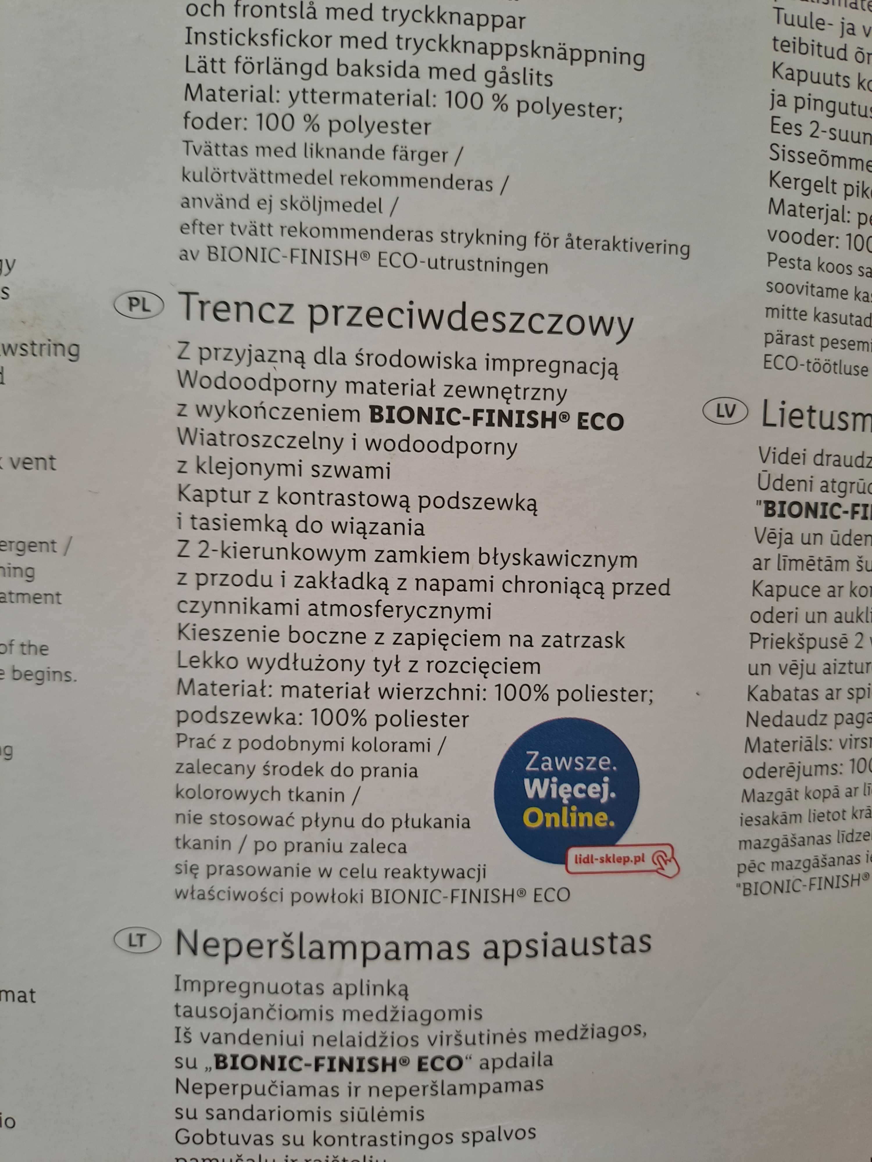 Esmara kurtka parka damska przeciwdeszczowa typu trencz 36/38