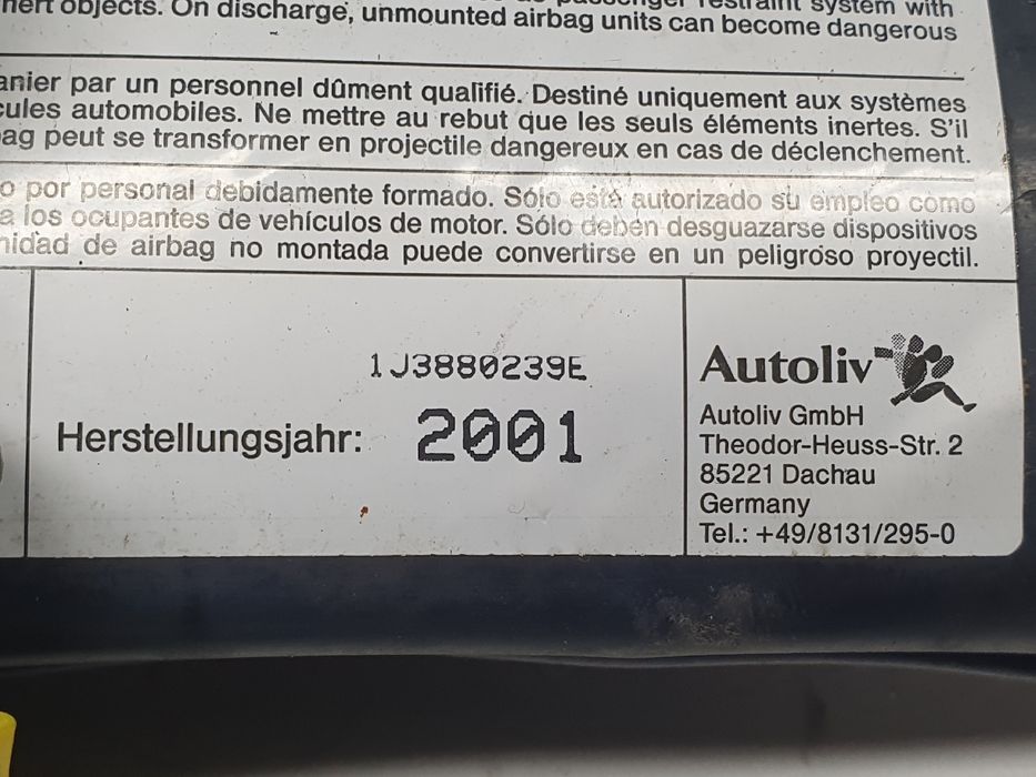Airbag banco esquerdo VOLKSWAGEN New Beetle (9C1, 1C1)