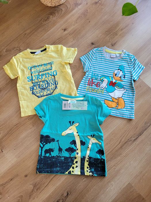 Nowa koszulka + 2 szt 80 9-12 chłopięce krótki rękaw lato T-shirt