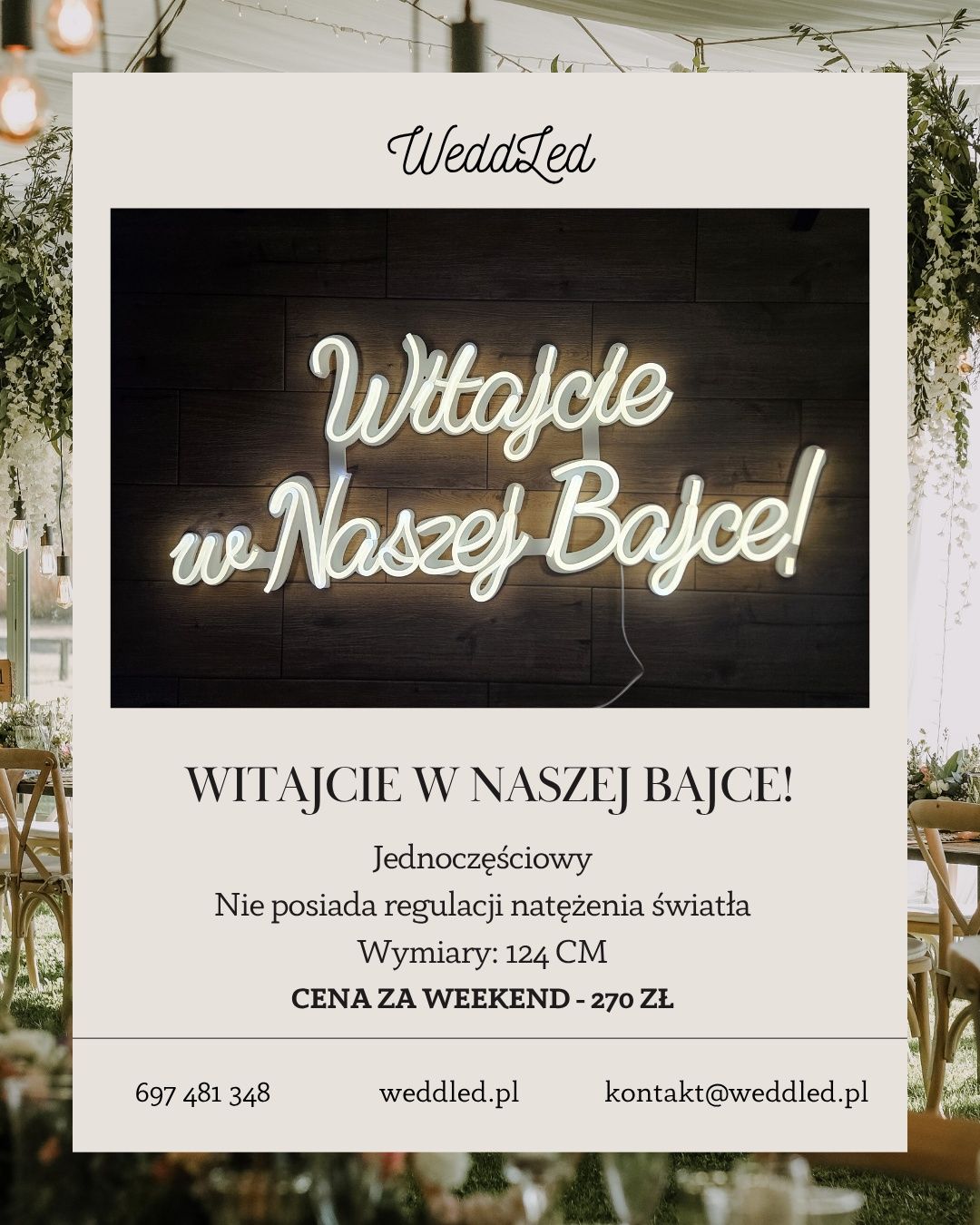 Wypożyczalnia napisów Napis LED Neon Ledon Wynajem Lublin