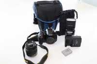 Nikon D3400 conjunto com objetiva e flash