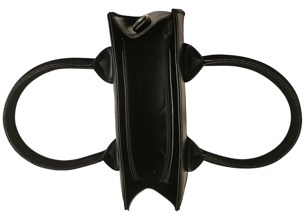 Torebka damska czarna mini elegancka na wieczór z uchwytem i paskiem