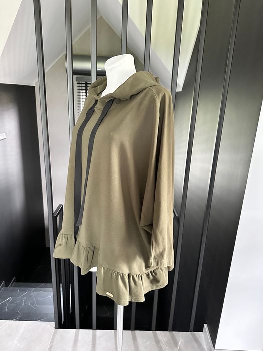 Oversize tunika bluza z kapturem Khaki Selfieroom