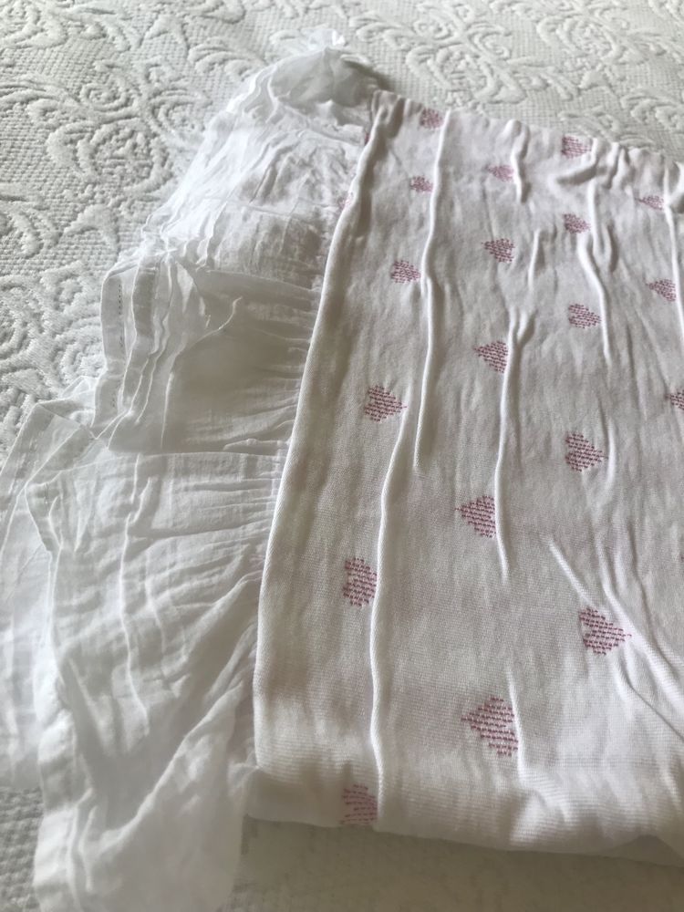 Colcha e fronha de berço/ cama de grades zara home corações rosa