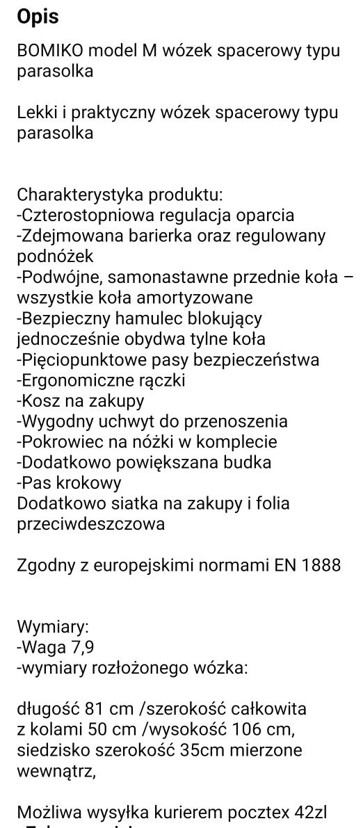 Wozek spacerówka parasolka