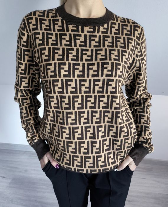 Bluza sweter fendi brązowy czekoladowy